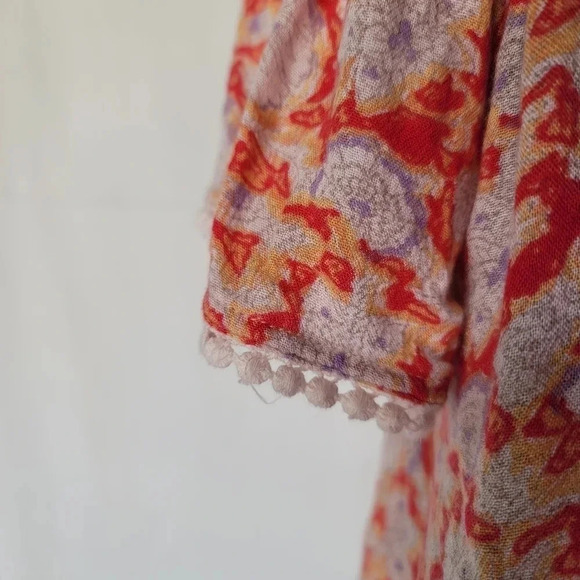 Forever 21 Teen's Junior Top Coral Crop Ruffled Off Shoulder Floral Orange Small - Picture 2 of 10